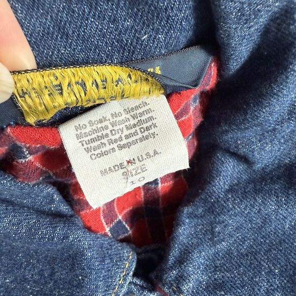 Vtg Boys OshKosh B' Gosh Denim Jean Jacket Red Flannel Lined Trucker Sz 10 USA - Picture 4 of 10